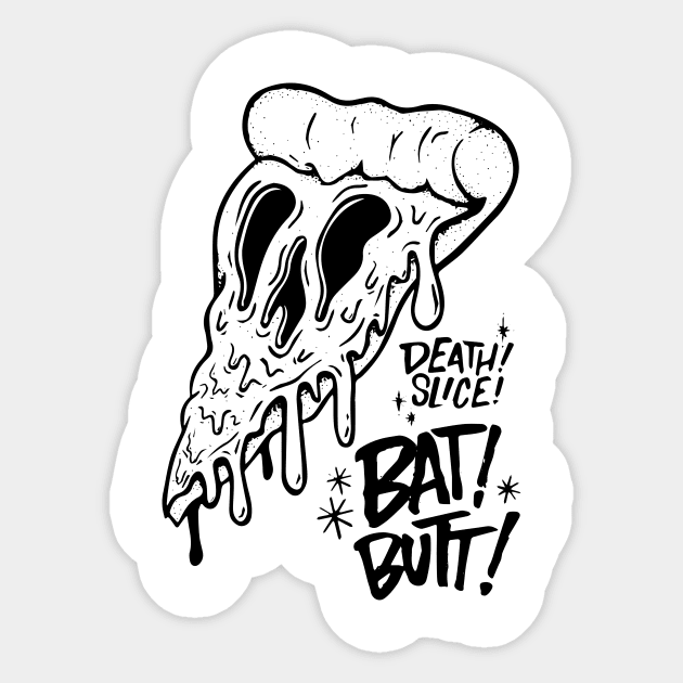 pizza and skull typography black and white Sticker by Supergraphic